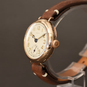 1918 ELGIN USA Gents 9K Rose Gold Trench WW1 Watch