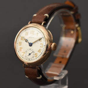 1918 ELGIN USA Gents 9K Rose Gold Trench WW1 Watch