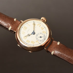 1918 ELGIN USA Gents 9K Rose Gold Trench WW1 Watch