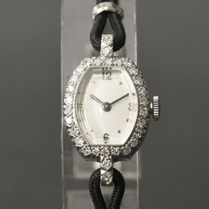 40s JAEGER LECOULTRE Ladies Swiss Palladium/Diamonds Watch