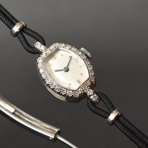 40s JAEGER LECOULTRE Ladies Swiss Palladium/Diamonds Watch