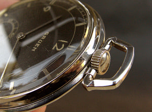 30s GRUEN Swiss 'Sector Dial' Art Deco Pocket Watch