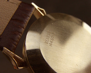 40s BENRUS 'Pie-Pan' Gents 14K Solid Gold Vintage Watch