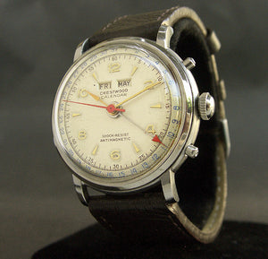 50s CRESTWOOD Gents Triple Calendar Vintage Watch
