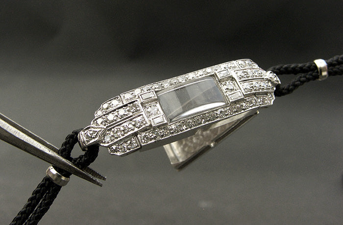 30s H. SANDOZ Ladies Platinum & Diamonds Art Deco Watch