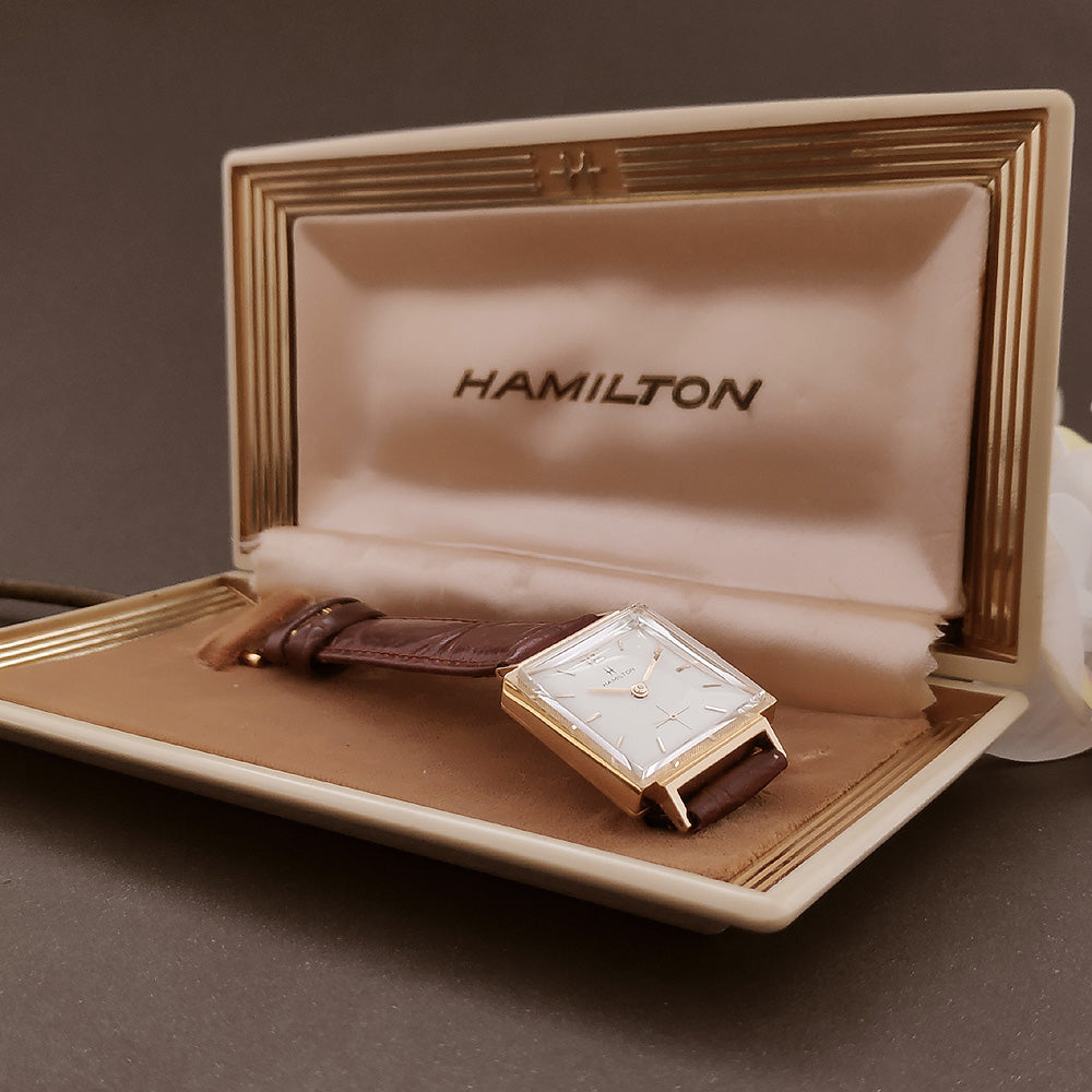1963 HAMILTON USA 'Dennis' 14K Gold Gents Dress Watch w/Box empressissi