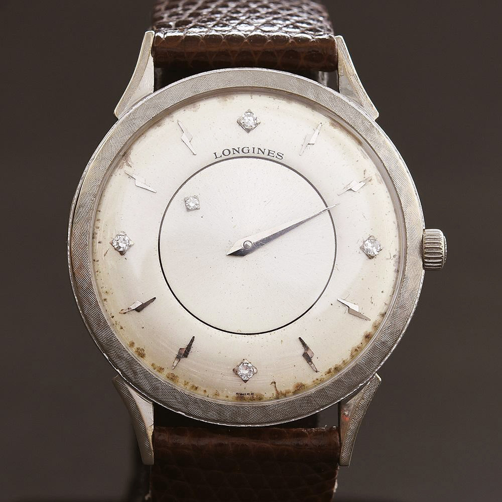 1964 LONGINES Mystery Dial 14K Solid Gold/Diamonds Slim Dress Watch