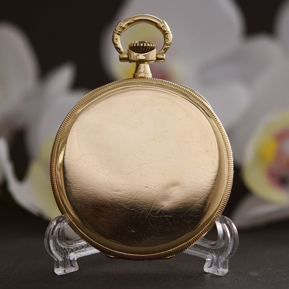 1906 IWC Schaffhausen 18K Gold Mother Of Pearl MOP Pocket Watch