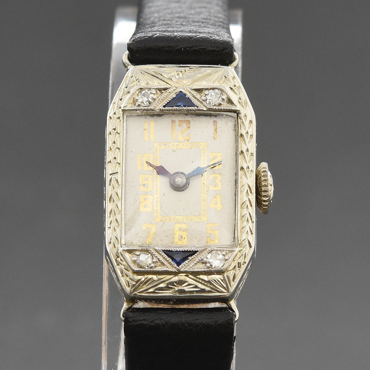 20s ABRA Ladies 18K Gold, Sapphires/Diamonds Art Deco Watch