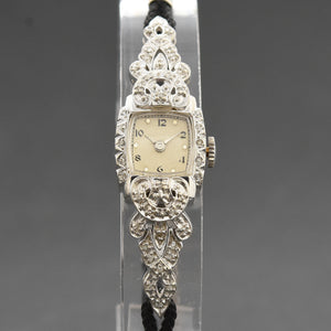 40s FORTIS Ladies 14K White Gold/Diamonds Swiss Cocktail Watch