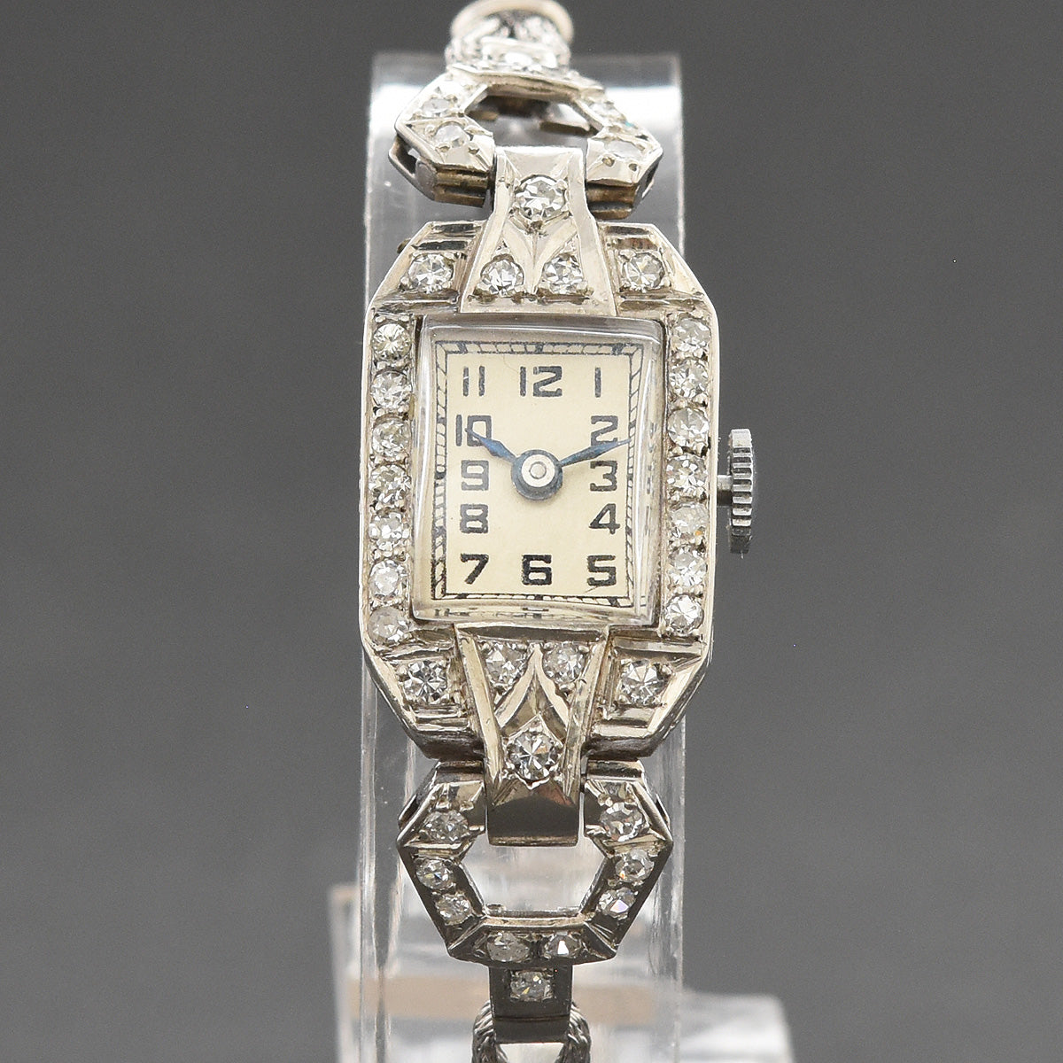 30s NORWOOD Ladies Platinum & Diamonds Art Deco Watch