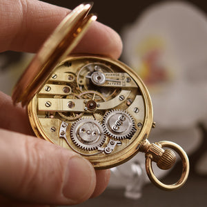1900s WSt FONTAINMELON Ebauche 18K Gold Swiss Pocket Watch