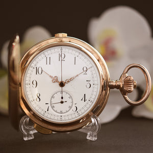 1910s SWISS Chronograph / Quarter Repeater 14K Gold Large Pocket Watch