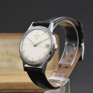 50s FAVRE LEUBA Classic Gents Date Swiss Watch w/Box