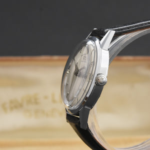50s FAVRE LEUBA Classic Gents Date Swiss Watch w/Box