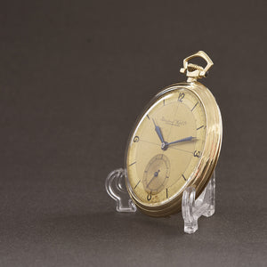 1929 IWC Schaffhausen 14K Gold Art Deco Sector Dial Pocket Watch