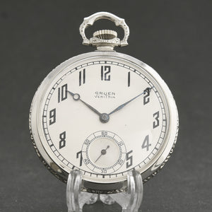 20s GRUEN VeriThin V7 Swiss Art Deco Pocket Watch