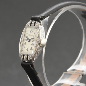 30s MOVADO Ladies Platinum/Diamonds&Onyx Art Deco Watch
