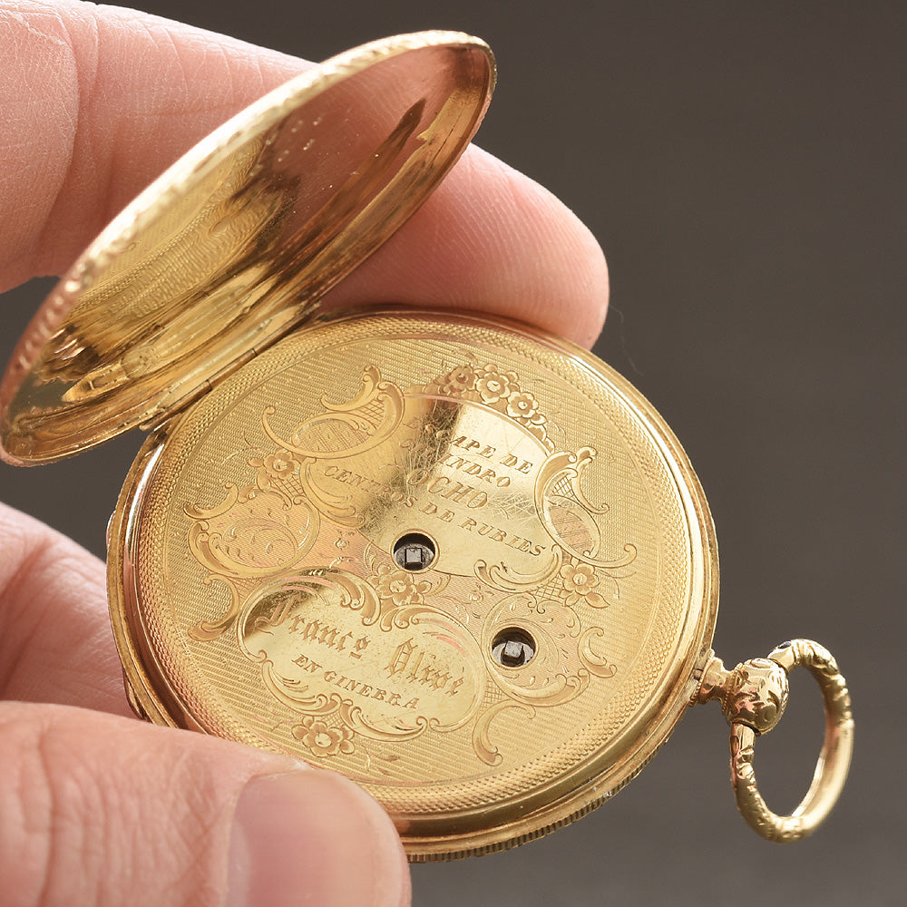 1870s FRANCO OLIVÉ Swiss Slim Cylinder Pocket Watch