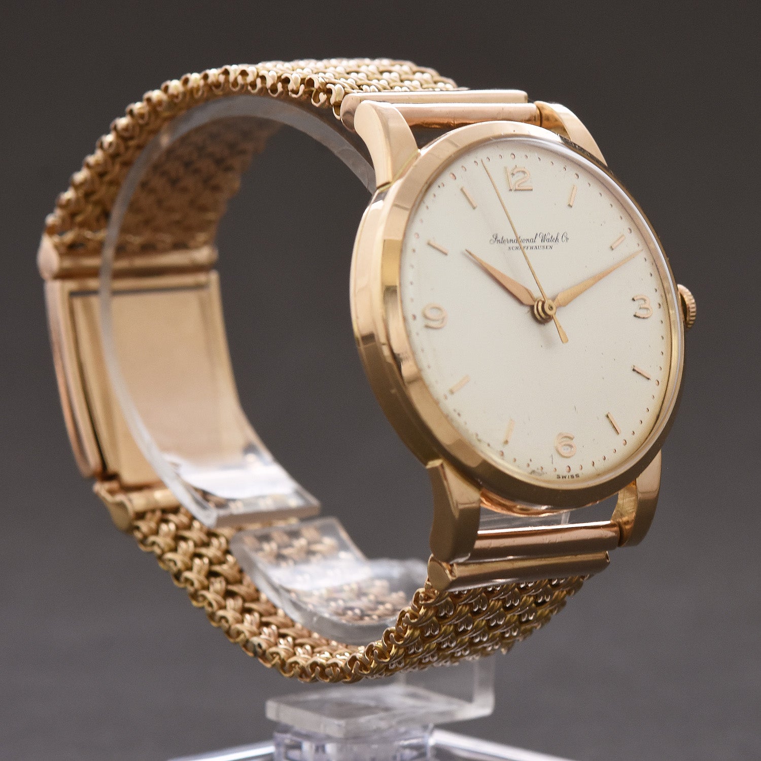 1958 IWC Schaffhausen Swiss Gents 18K Gold Watch w/Bracelet