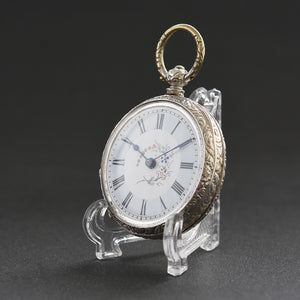 1870s ER Swiss Silver Cylinder Pocket Watch