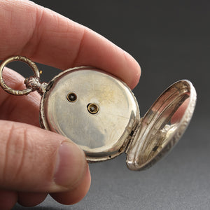 1870s ER Swiss Silver Cylinder Pocket Watch