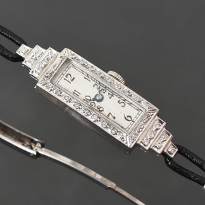 30s ORIENTAL Watch Co. Ladies Platinum & Diamonds Art Deco Watch