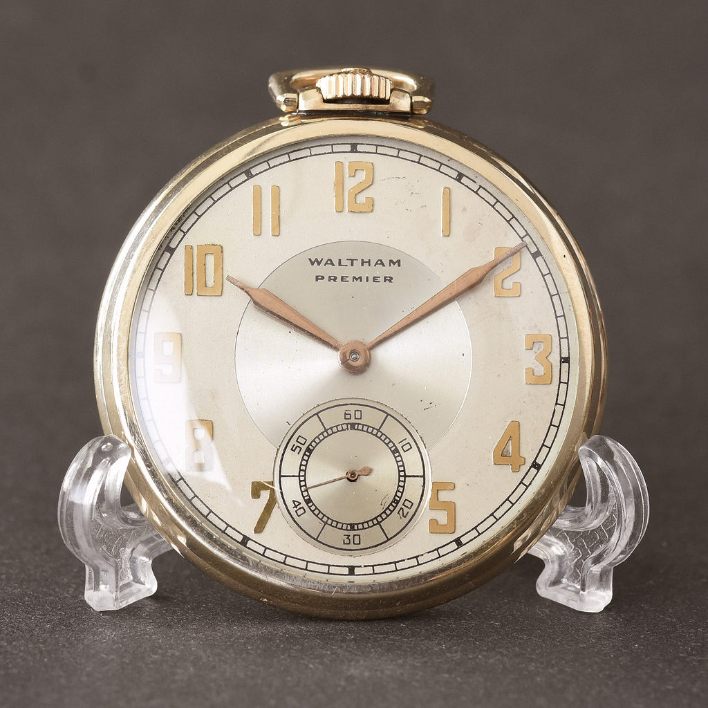 1938 WALTHAM USA 'Premier' Art Deco Slim Pocket Watch