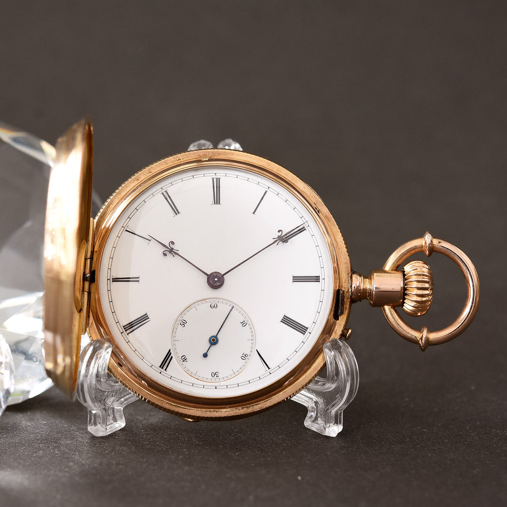1890s A. BILLON 18K Gold Hunter/Savonette Swiss Pocket Watch