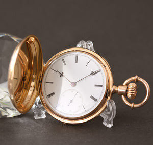 1890s A. BILLON 18K Gold Hunter/Savonette Swiss Pocket Watch