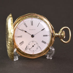 1901 Am. WALTHAM 18K Gold Hunter 16s Pocket Watch