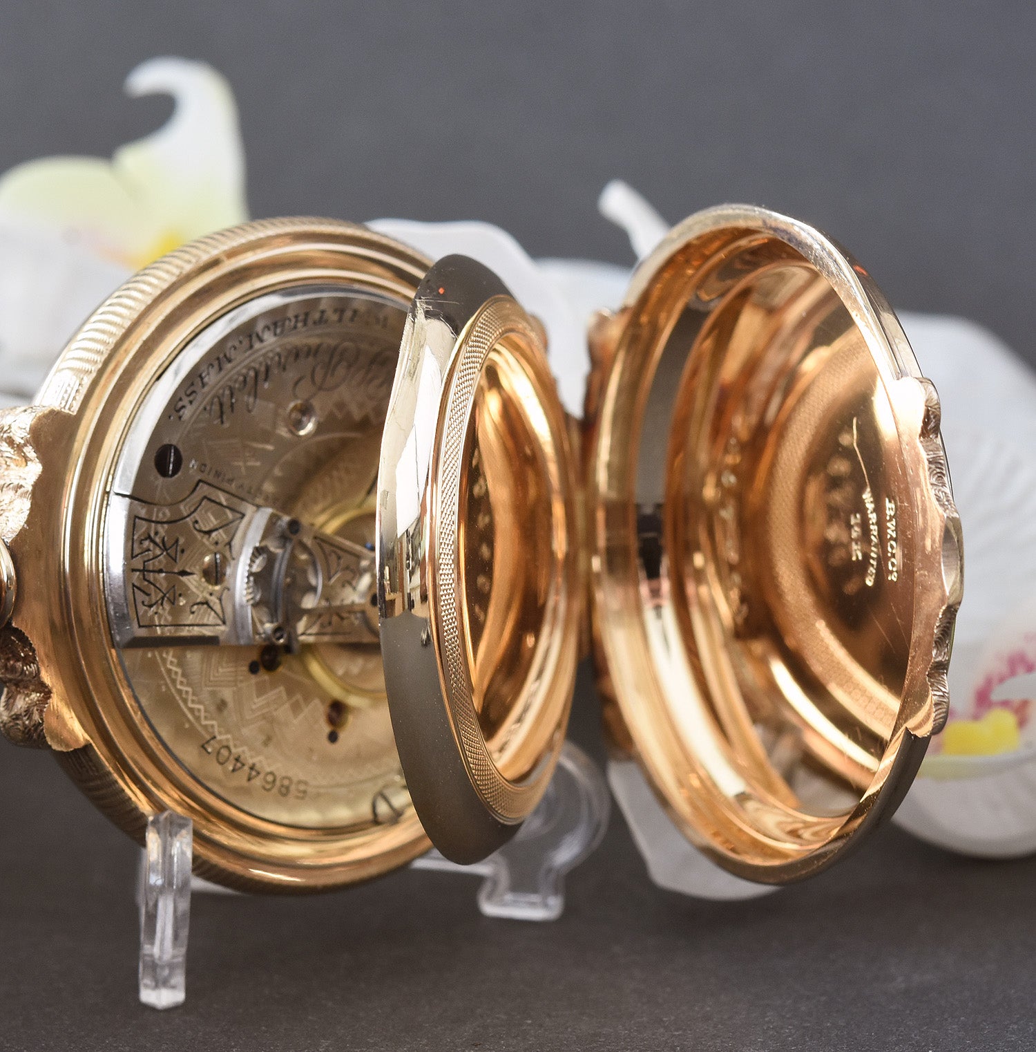 1895 Am. WALTHAM P.S. Bartlett 14K Gold Hunter 18s Pocket Watch