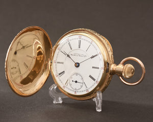1894 Am. WALTHAM A.T. & Co. 14K Gold Hunter 18s Pocket Watch