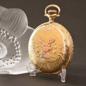 1905 OMEGA Louis Brandt 'Grade DR' Swiss 14K Gold Hunter/Savonette Pocket Watch