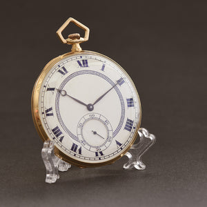 1920 MOVADO 18K Gold Slim Art Deco Pocket Watch