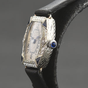 20s RAMLE Ladies 18K Gold & Diamonds/Sapphires Art Deco Watch