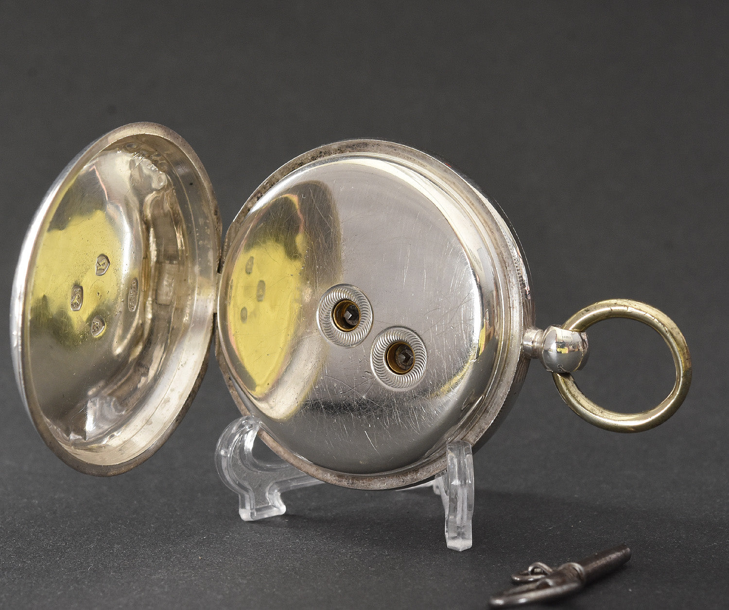 1885 J.W. BENSON Early English KWKS Silver Pocket Watch
