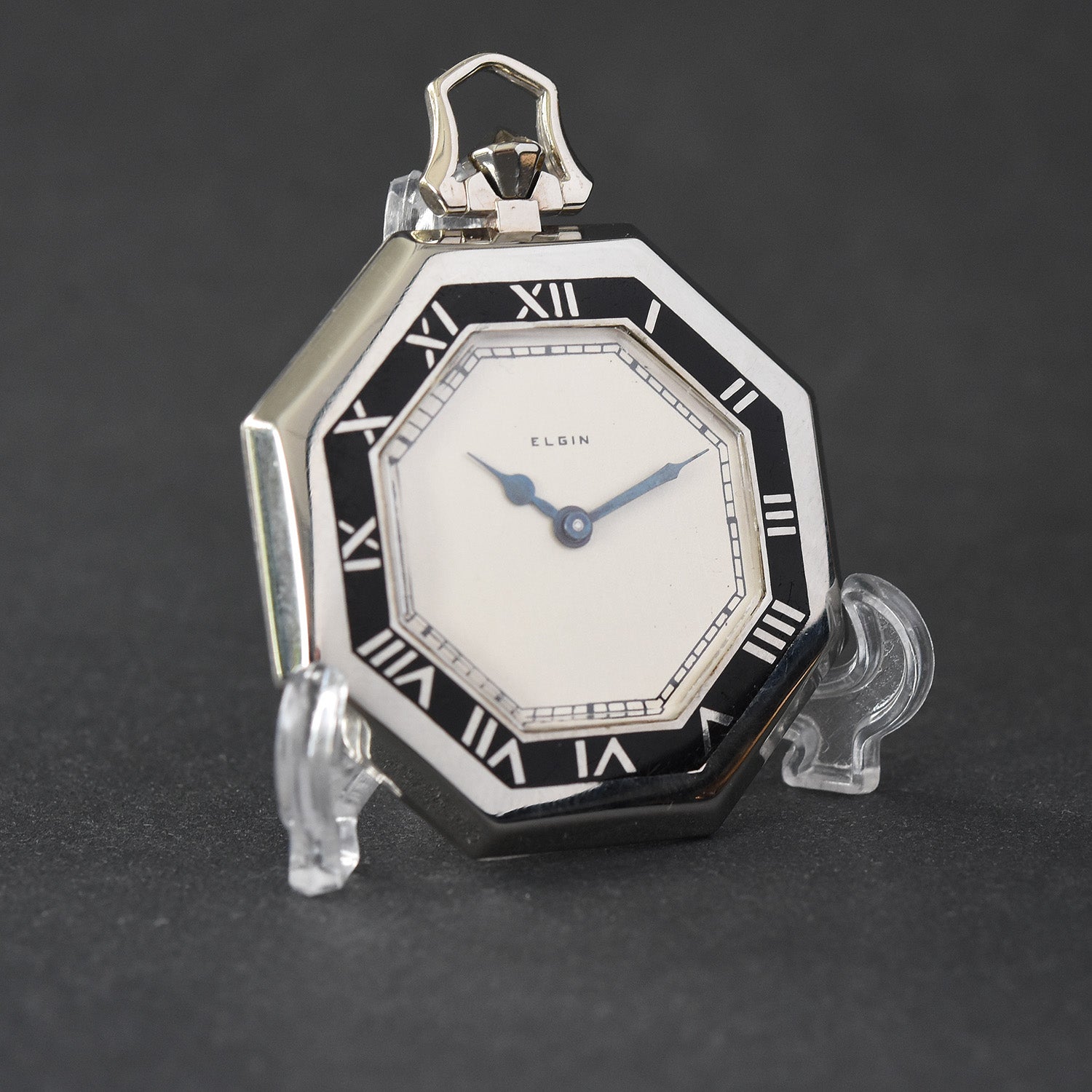 1931 ELGIN Grade 487 Octagon 4/0s Art Deco Enamel Pocket Watch