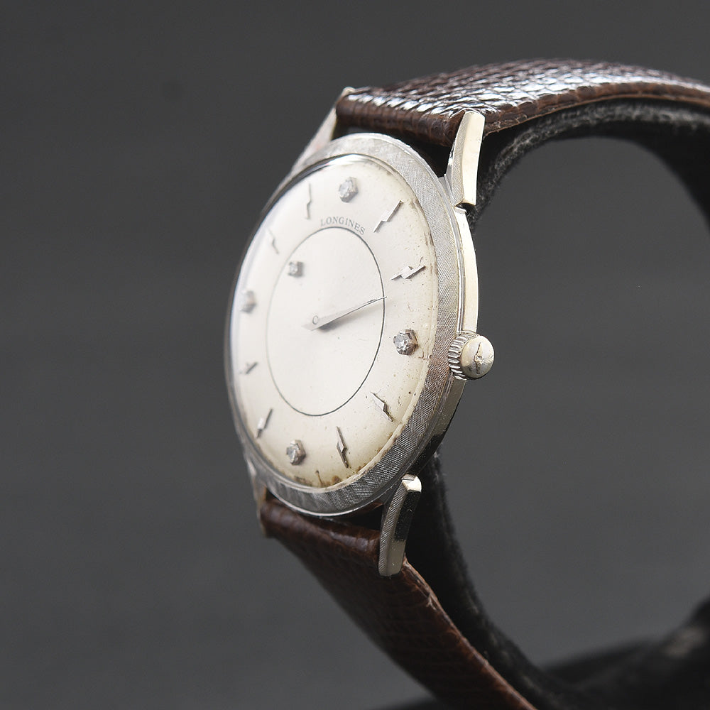 1964 LONGINES Mystery Dial 14K Solid Gold/Diamonds Slim Dress Watch