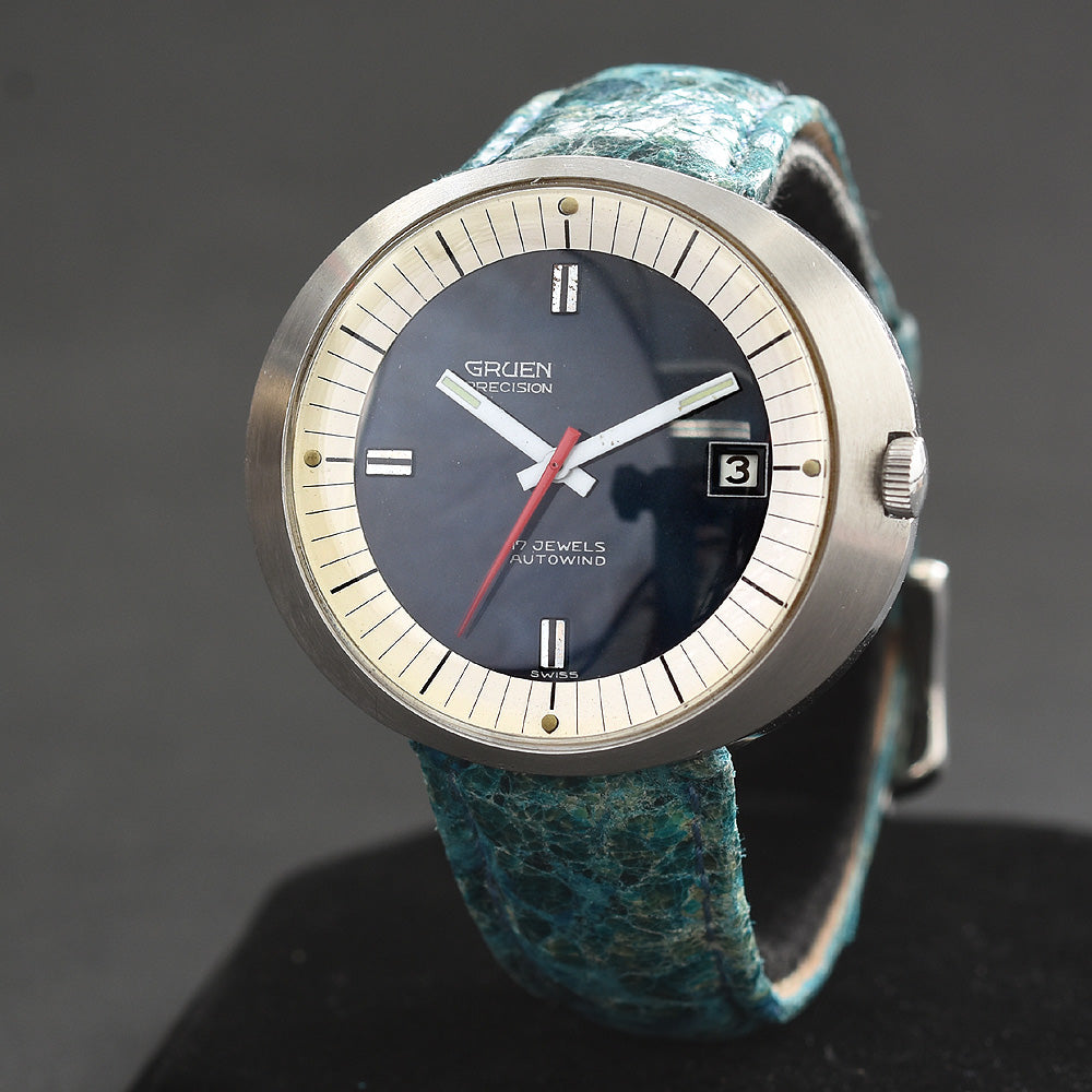 60s GRUEN Precision Autowind 'Dynamic' Date Stainless Steel Gents Watch