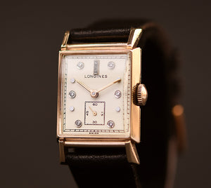 1949 LONGINES Gents 14K Solid Gold/Diamonds Dress Watch