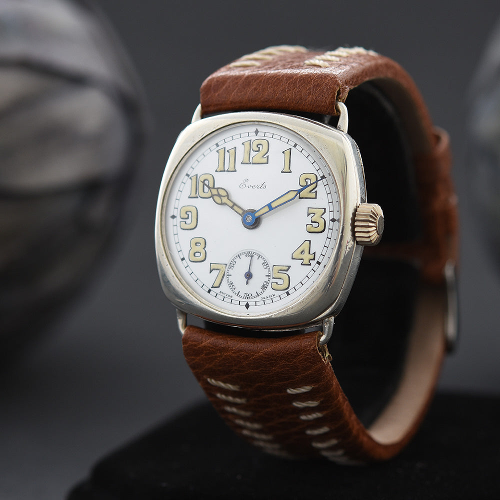 1916 OMEGA Everts Gents WW1 Trench Sterling Silver Swiss Watch