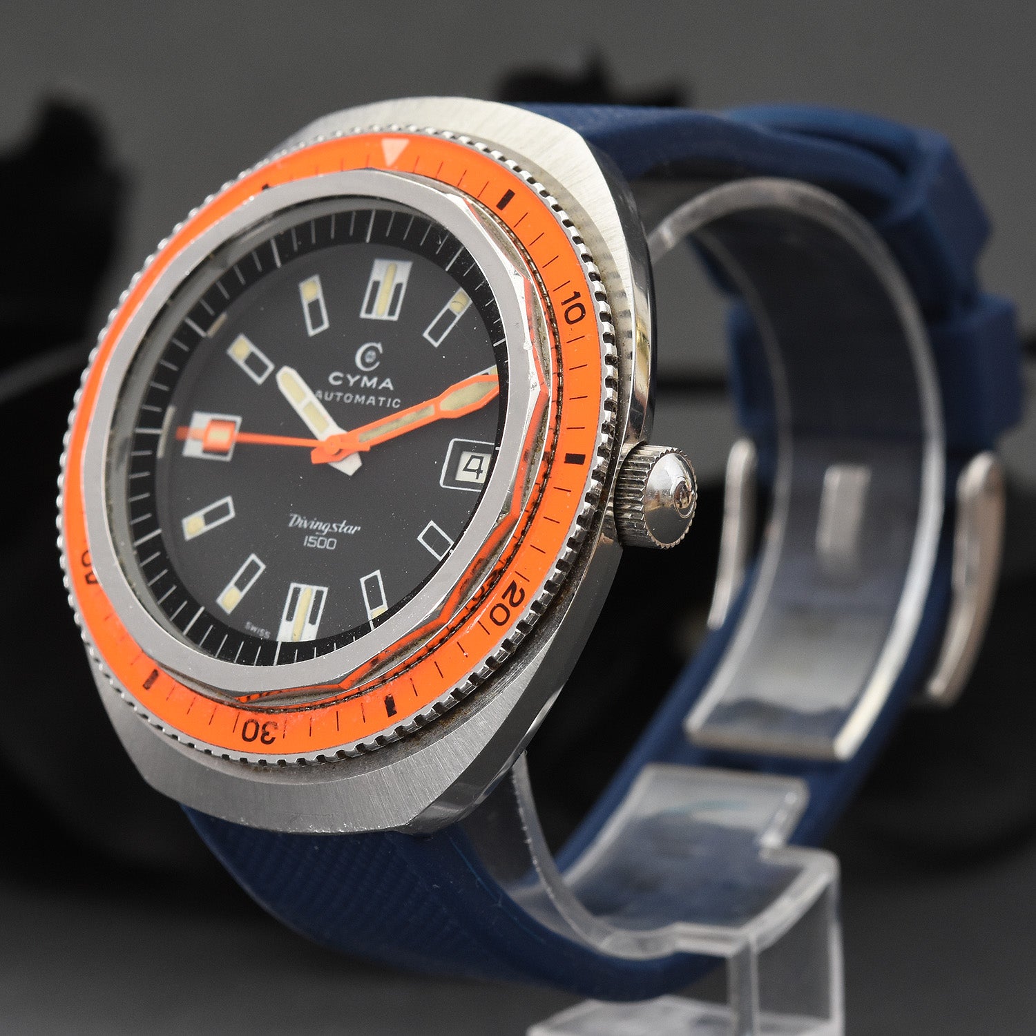 70s CYMA Automatic DivingStar 1500 Swiss Vintage Diver Watch