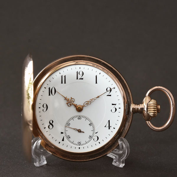 1907 Systeme GLASHÜTTE 14K Gold Hunter/Savonette Pocket Watch