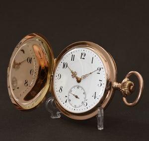 1907 Systeme GLASHÜTTE 14K Gold Hunter/Savonette Pocket Watch
