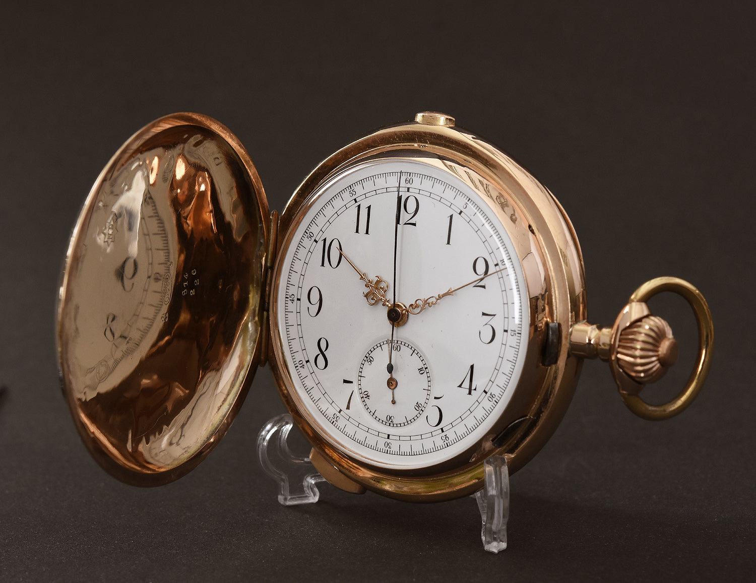 1900s SWISS Chronograph Quarter Repeater 14K Gold Large Pocket