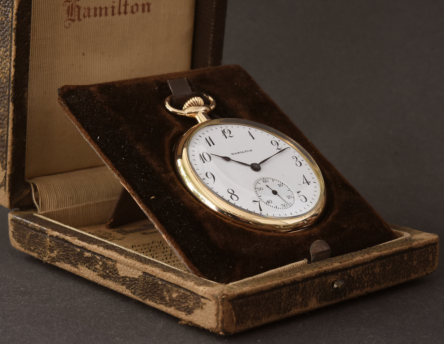 1918 HAMILTON USA g. 900 14K Masonic Pocket Watch w/Box