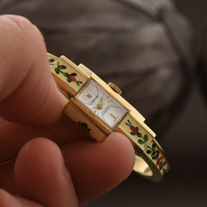 60s CARON Swiss Ladies Enamel Bracelet Watch