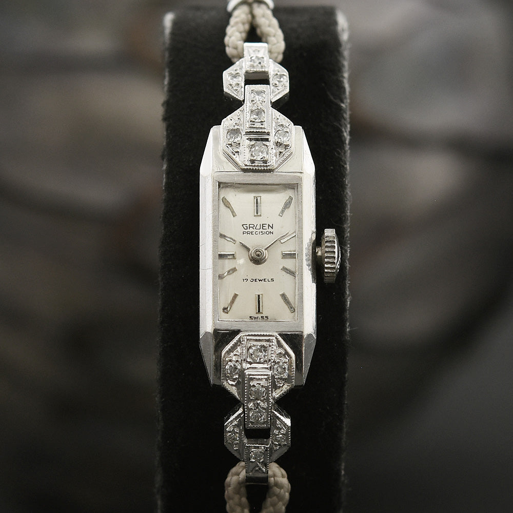 1933 GRUEN Ladies 14K Gold & Diamonds Art Deco Watch
