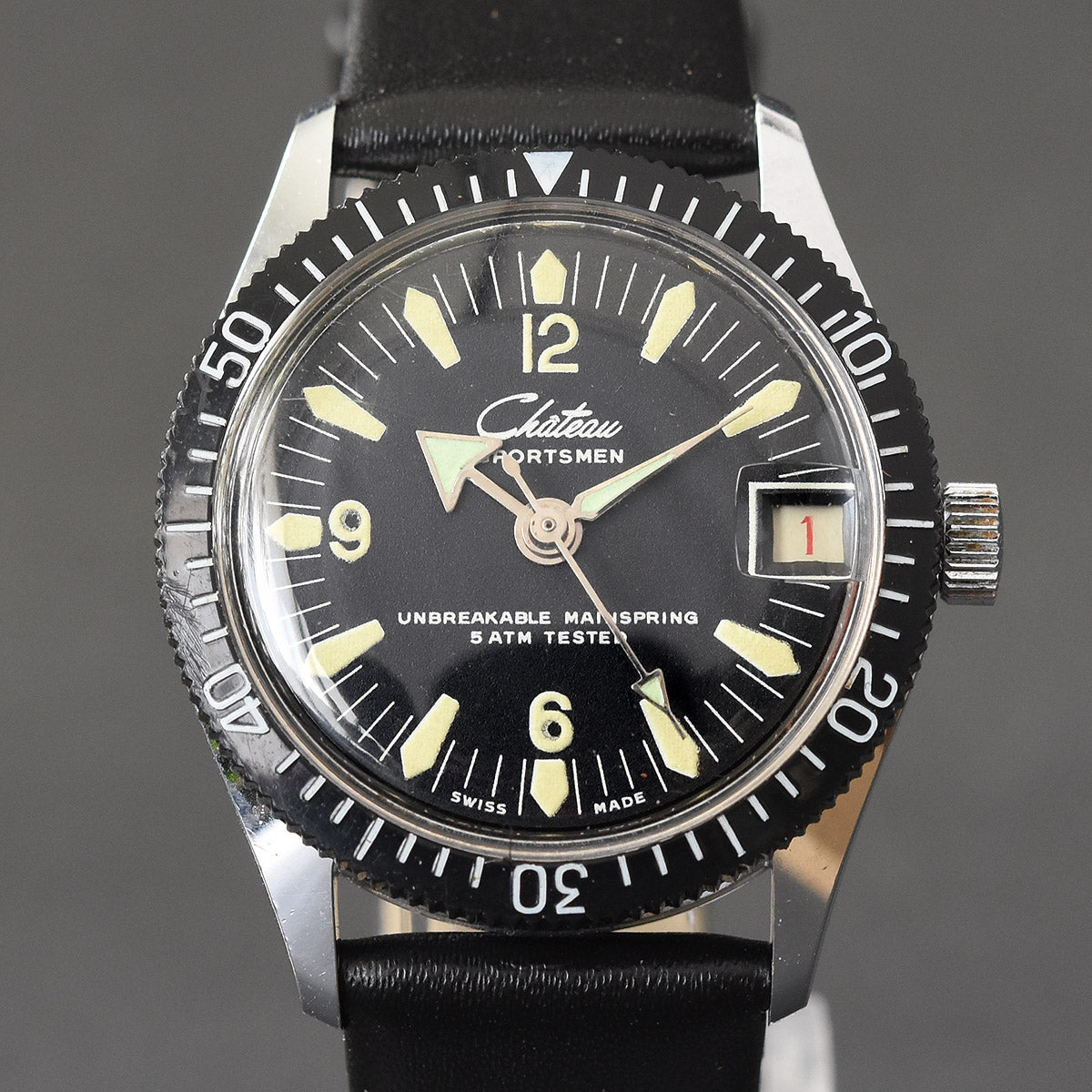 70s CHATEAU Sportsmen Date Vintage Diver Style Watch – empressissi